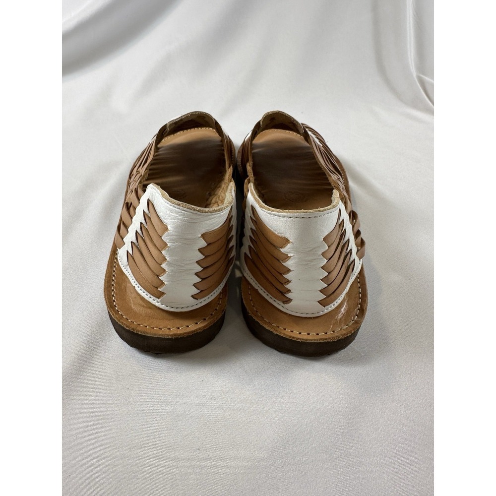 Chamula Chichen Huarache Sandal Sz 8.5 Brown White OpenToe SlipOn Western Tribal - Picture 4 of 6